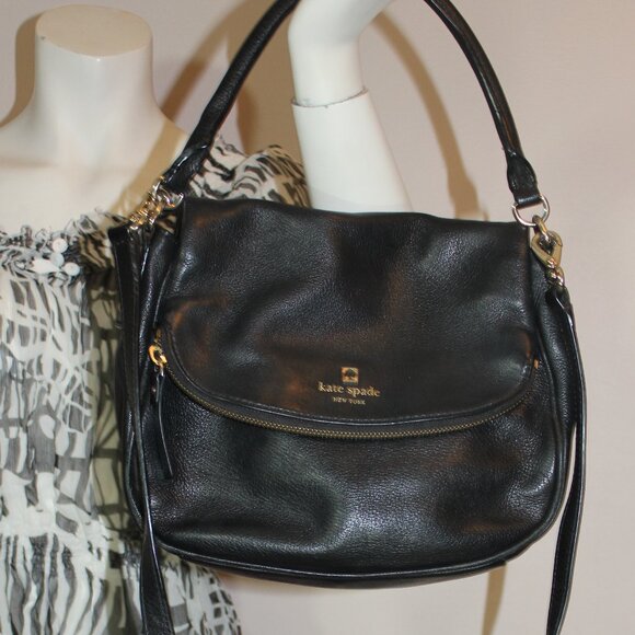 Kate Spade New York Leather Tote shoulder purse Black  bag snap zip 10.5"x 9" ; - Picture 9 of 9